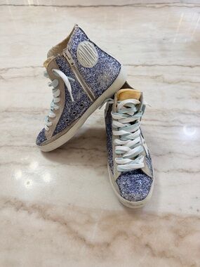 Golden Goose Blue Glitter Francy High Top Sneakers Size 37